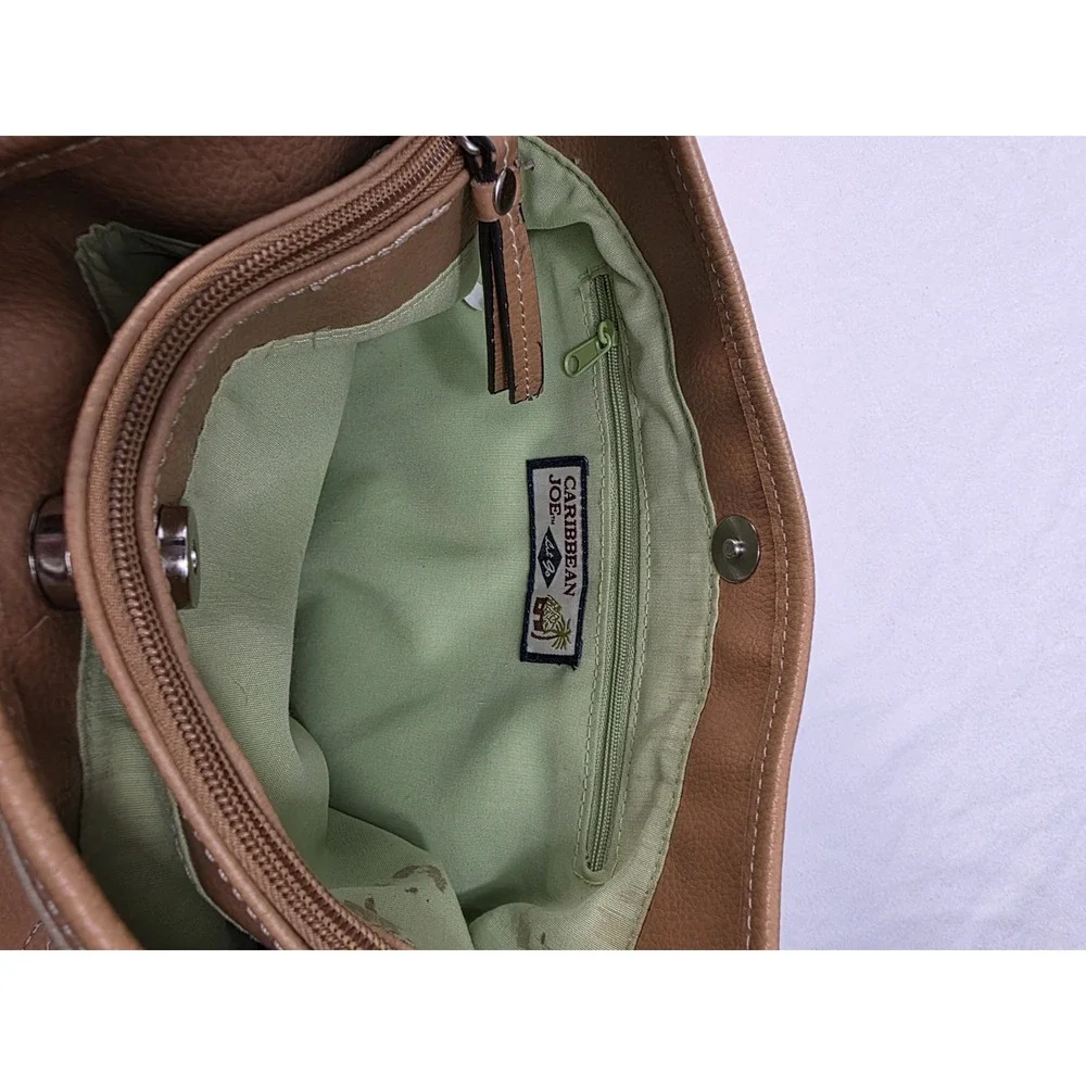 Carribbean‎ Joe Floral Handbag Canvas And Leather Purse